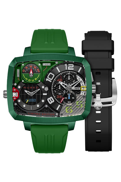 Nubeo Odyssey Triple Time Zone Chronograph Limited Edition Metallic Green