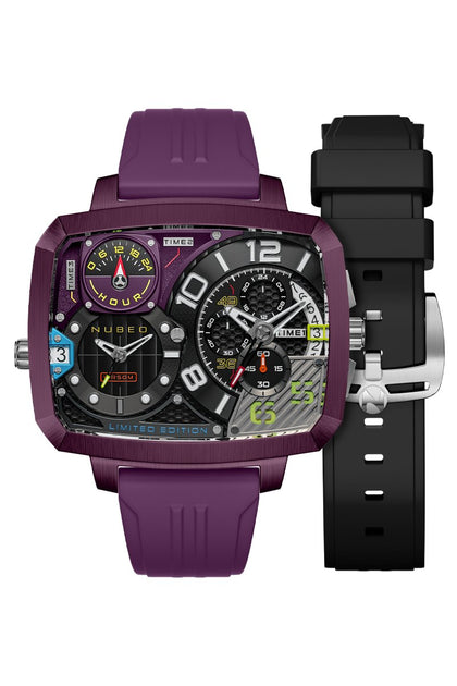 Nubeo Odyssey Triple Time Zone Chronograph Limited Edition Metallic Purple