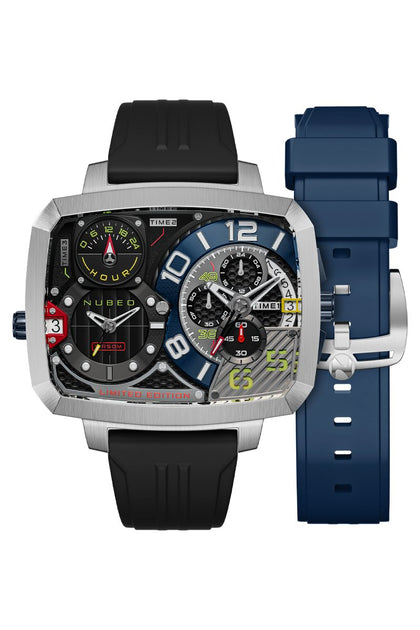 Nubeo Odyssey Triple Time Zone Chronograph Limited Edition Metallic Silver