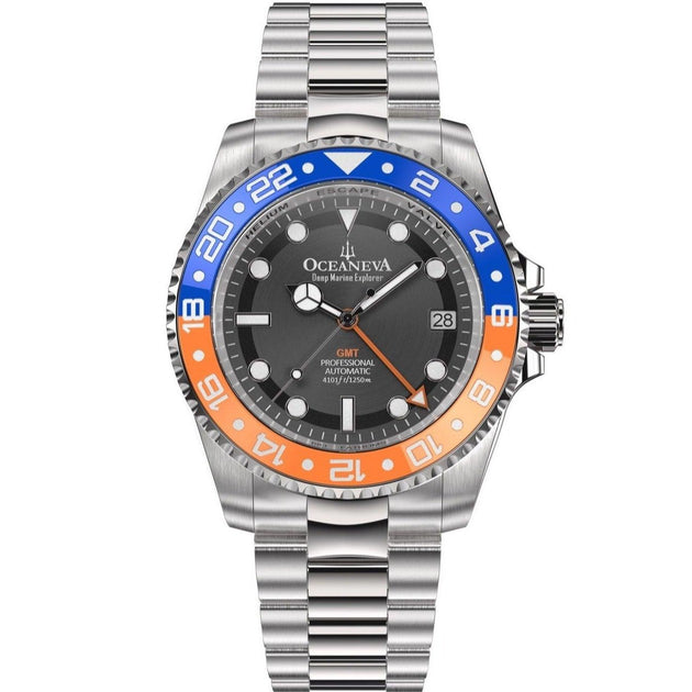 Oceaneva Deep Marine Explorer GMT Automatic 1250M Pro Diver Orange Black