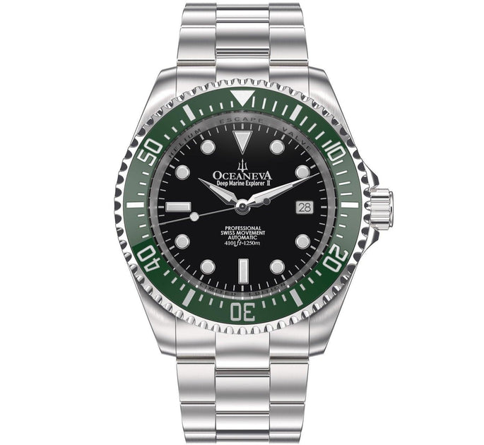 Oceaneva Deep Marine Explorer II Automatic 1250M Pro Diver Black Green Limited Edition