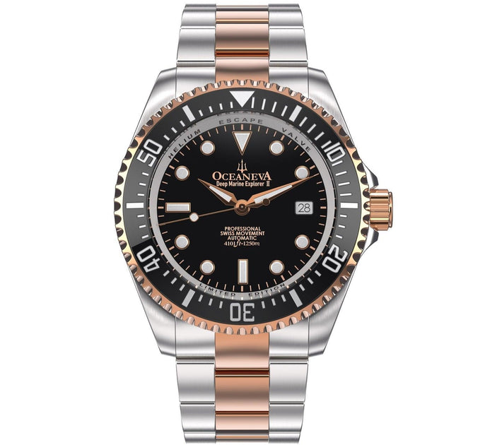 Oceaneva Deep Marine Explorer II Automatic 1250M Pro Diver Black Rose Gold Limited Edition