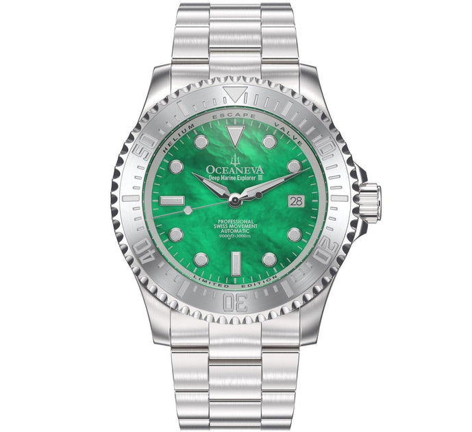 Oceaneva Deep Marine Explorer III Automatic 3000M Pro Diver Green Mother Of Pearl Limited Edition