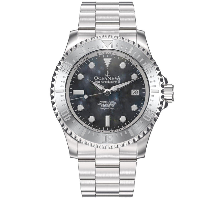 Oceaneva Deep Marine Explorer III Automatic 3000M Pro Diver Gunmetal Gray Mother Of Pearl Limited Edition