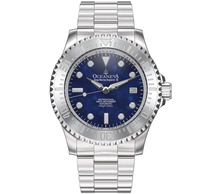Oceaneva Deep Marine Explorer III Automatic 3000M Pro Diver Navy Mother Of Pearl Limited Edition