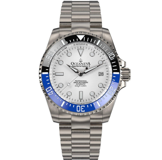 Oceaneva Titanium Deep Marine Explorer II Automatic White Blue Limited Edition