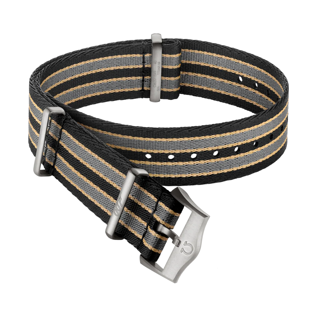 NATO Strap – Striped Dark Brown, Grey & Beige, Polyamide
