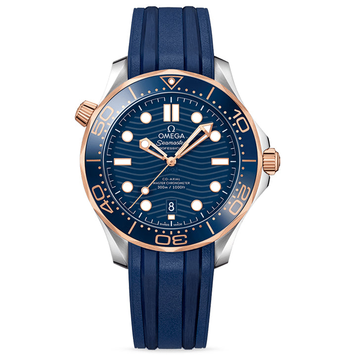 Omega Seamaster Diver 300m Steel & Sedna Gold on Rubber Strap - 210.22.42.20.03.002