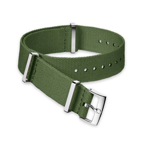 NATO Polyester Watch Strap – Military Green, 19–20mm