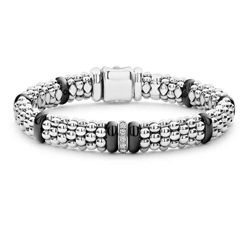 Lagos Black Caviar Single Station Diamond Caviar Bracelet- 05-81334-CB7
