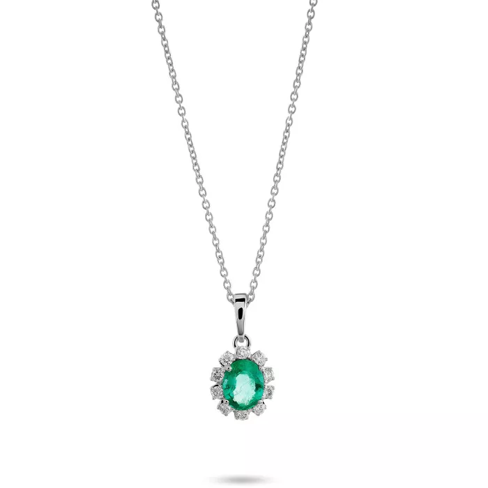 Orphelia® 'Fara' Women's Whitegold 18C Pendant with Chain - White KD-2045/EM