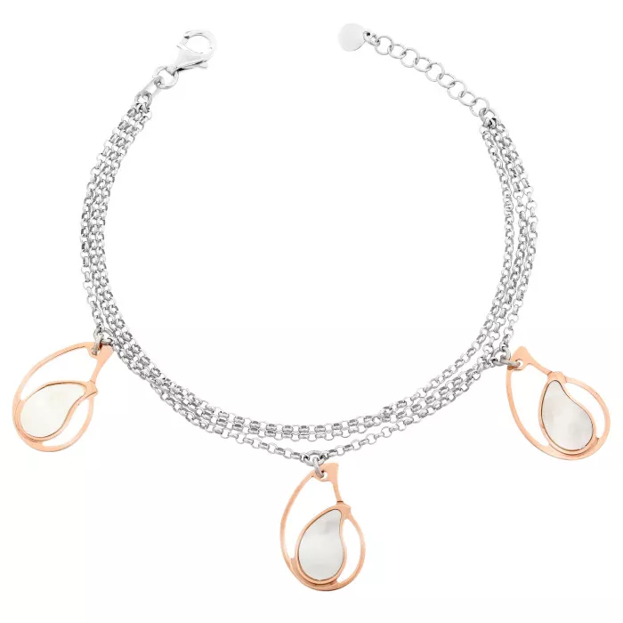 Orphelia® 'Lana' Women's Sterling Silver Bracelet - Silver/Rose ZA-7164