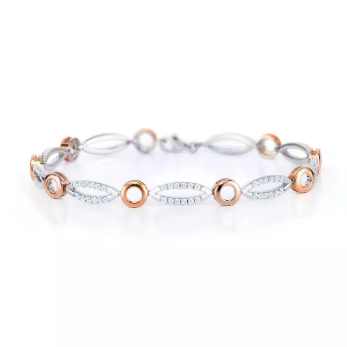 Orphelia® 'Elsie' Women's Sterling Silver Bracelet - Silver/Rose ZA-7362