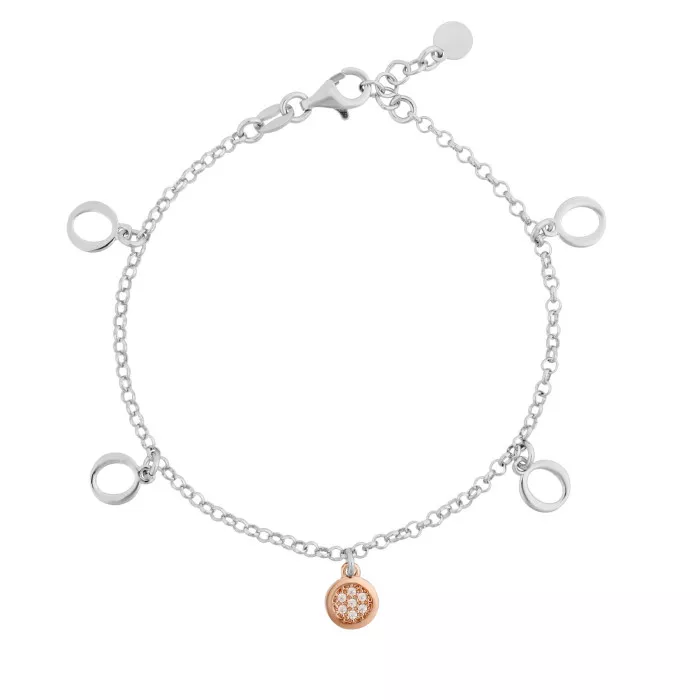 Orphelia® 'Maite' Women's Sterling Silver Bracelet - Silver/Rose ZA-7376