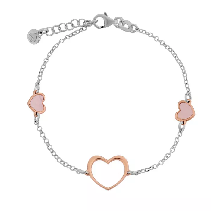 Orphelia® 'Mada' Women's Sterling Silver Bracelet - Silver/Rose ZA-7389