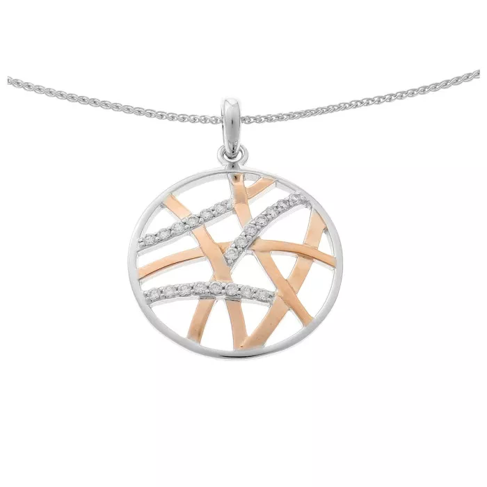 Orphelia® 'Amabella' Women's Sterling Silver Chain with Pendant - Silver/Rose ZH-7098/1