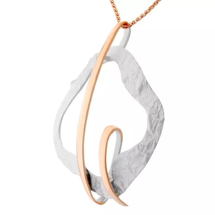 Orphelia® 'Lamara' Women's Sterling Silver Chain with Pendant - Silver/Rose ZH-7207