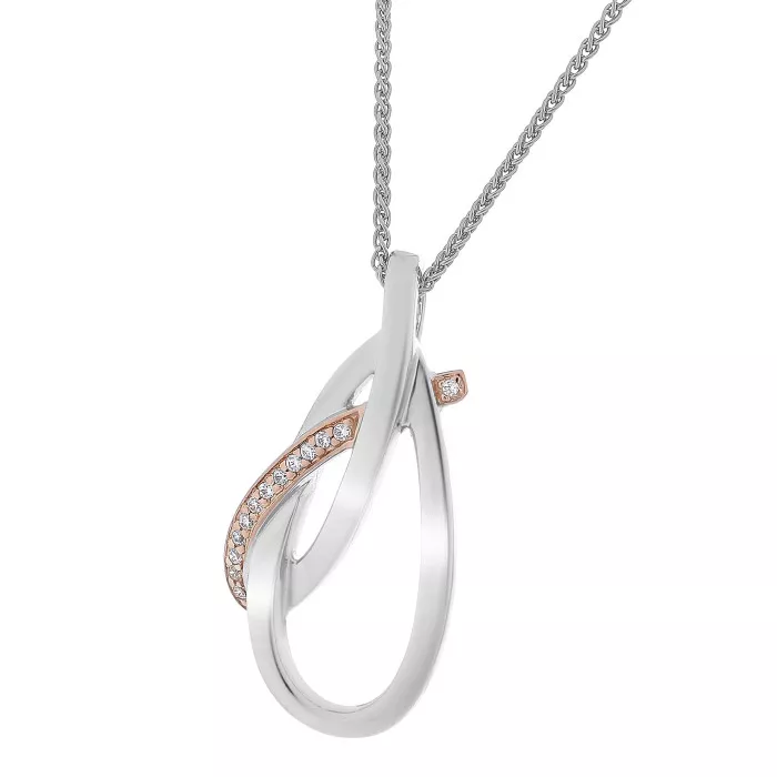 Orphelia® 'Alverta' Women's Sterling Silver Chain with Pendant - Silver/Rose ZH-7232