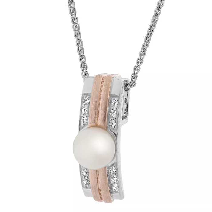 Orphelia® 'Lea' Women's Sterling Silver Chain with Pendant - Silver/Rose ZH-7284