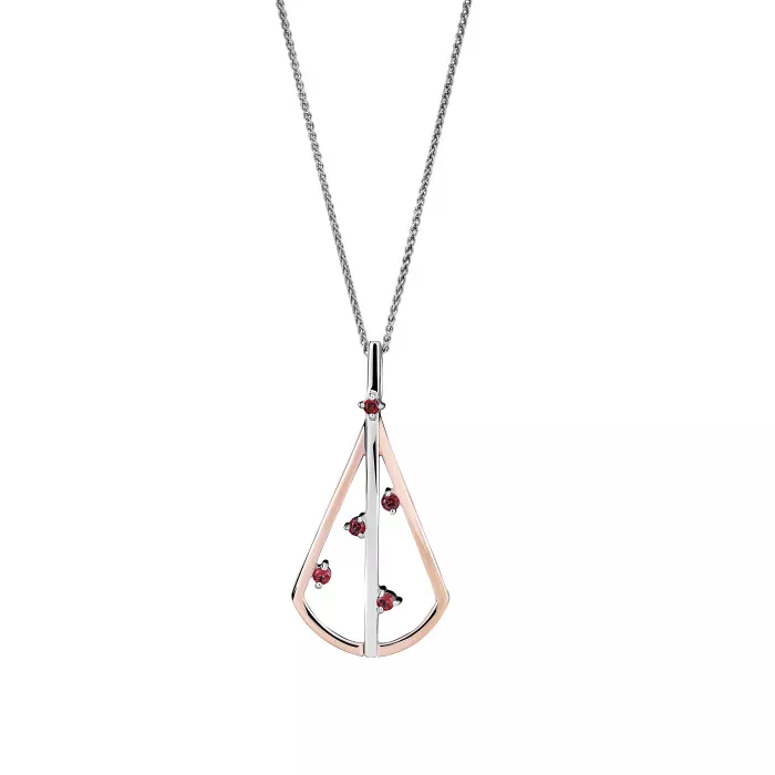 Orphelia® 'Sacha' Women's Sterling Silver Chain with Pendant - Silver/Rose ZH-7496