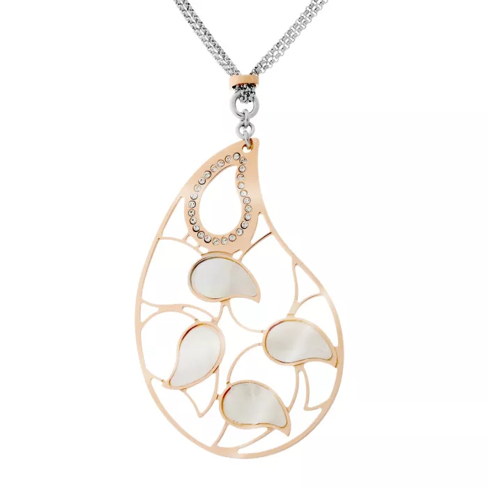 Orphelia® 'Lana' Women's Sterling Silver Chain with Pendant - Silver/Rose ZK-7164