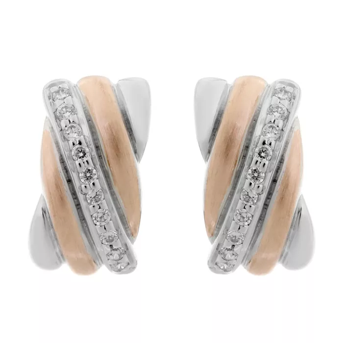 Orphelia® 'Joline' Women's Sterling Silver Stud Earrings - Silver/Rose ZO-7118