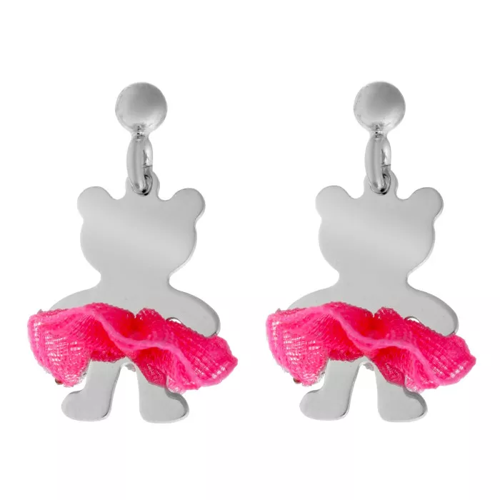 Orphelia® 'Bear Bow' Child's Sterling Silver Drop Earrings - Silver ZO-7132