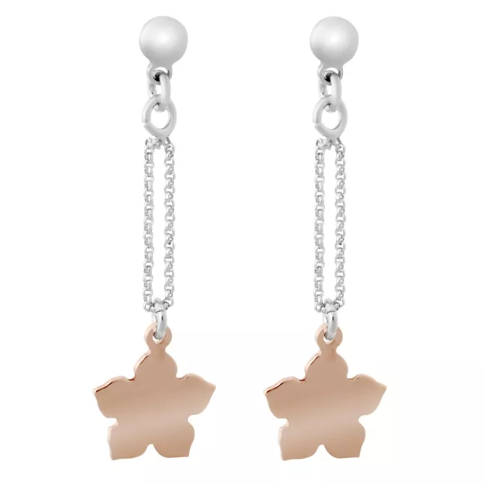 Orphelia® 'Dilara' Women's Sterling Silver Drop Earrings - Silver/Rose ZO-7184