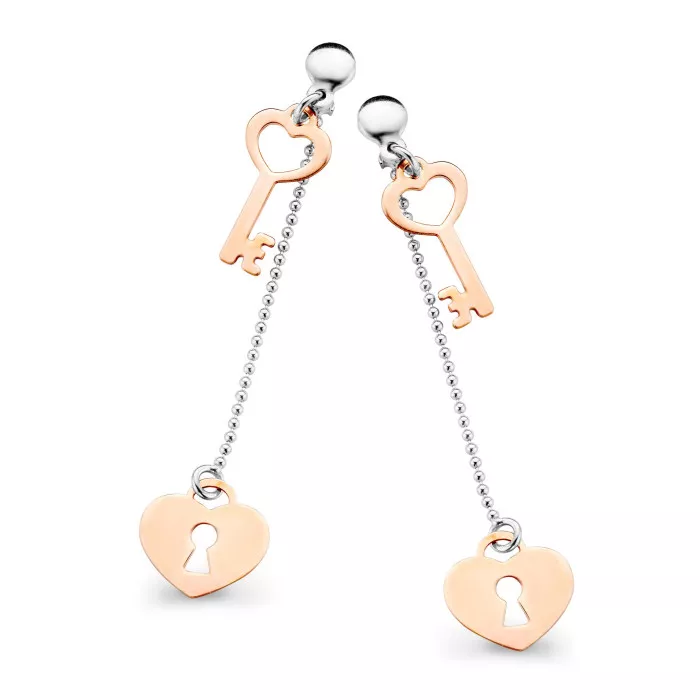 Orphelia® 'Izabella' Women's Sterling Silver Drop Earrings - Silver/Rose ZO-7185