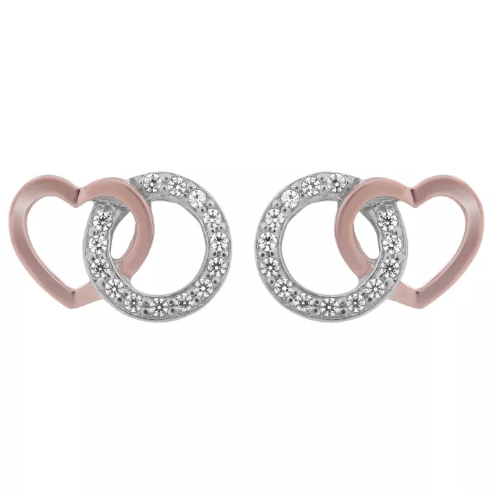 Orphelia® 'Ely' Women's Sterling Silver Stud Earrings - Silver/Rose ZO-7286