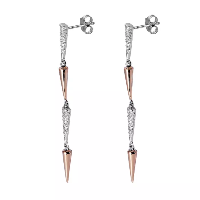 Orphelia® 'Aada' Women's Sterling Silver Drop Earrings - Silver/Rose ZO-7433