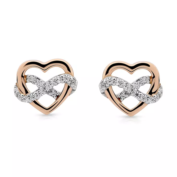 Orphelia® 'Jasmina' Women's Sterling Silver Stud Earrings - Silver/Rose ZO-7483