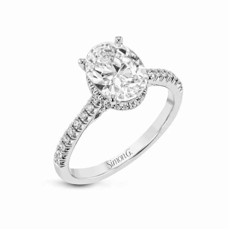 18K White Gold Oval Semi-Mount Engagement Ring