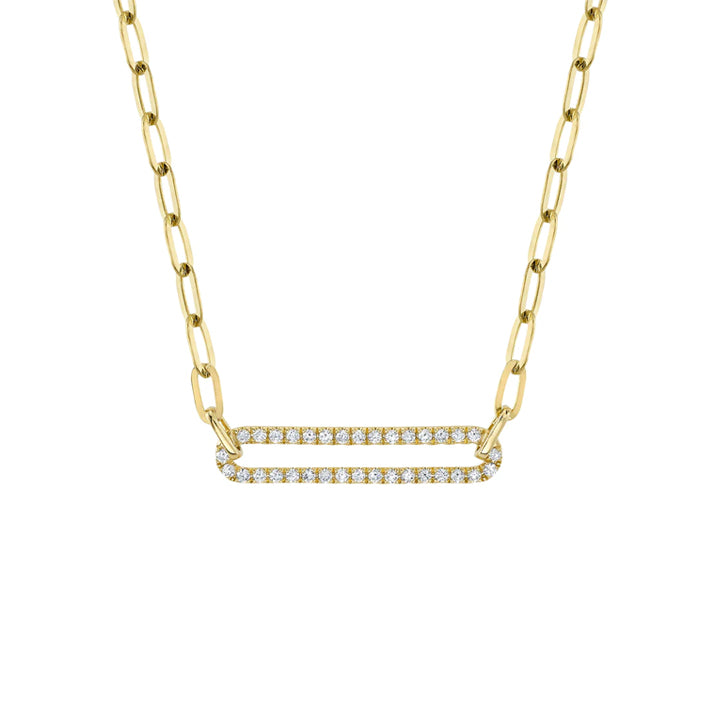 14K Yellow Gold 0.26ctw Diamond Paperclip Link Necklace - SC55023560