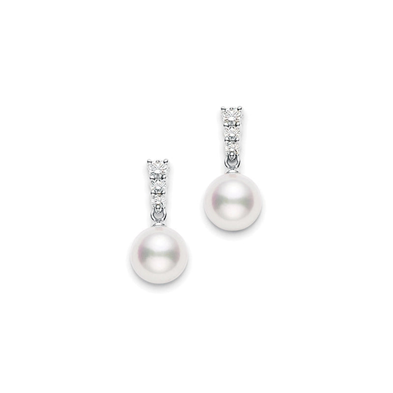 Morning Dew Akoya Cultured Pearl Earrings in White Gold