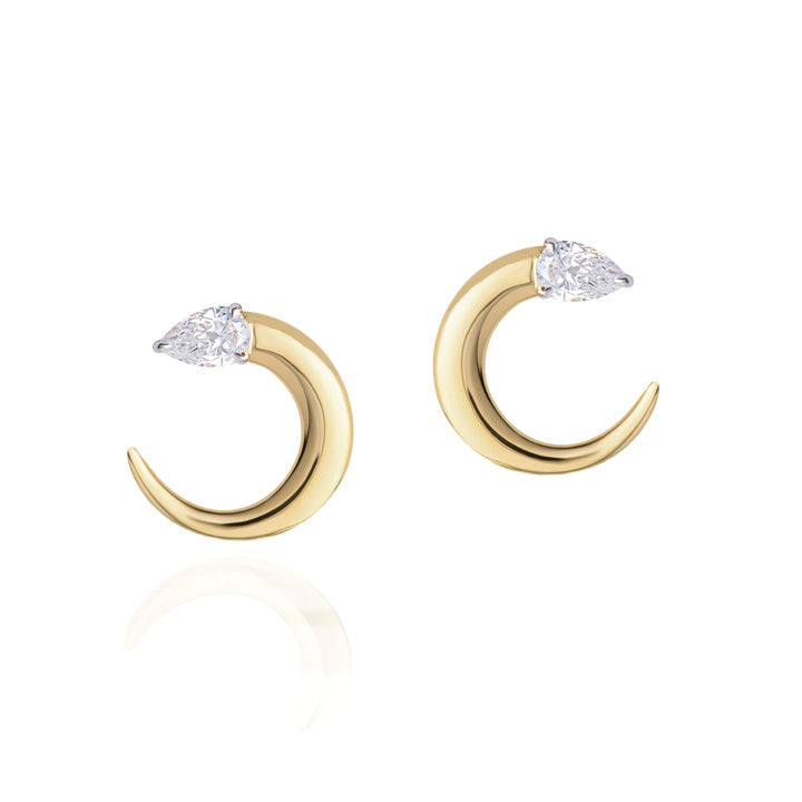 Phillips House 14K Yellow Gold Pear Diamond Crescent Fan Earrings - E0009DPTY