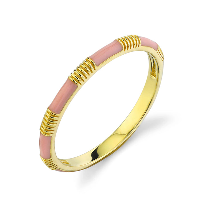 Sloane Street 18k Yellow Gold Pink Enamel Stackable Ring- SS-R013G-PKE-Y