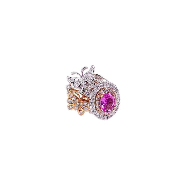 Pink Sapphire Diamond Butterfly Ring