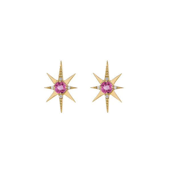 Eden Presley 14k Yellow Gold Pink Tourmaline Starburst Stud Earrings - 2220211E-PT