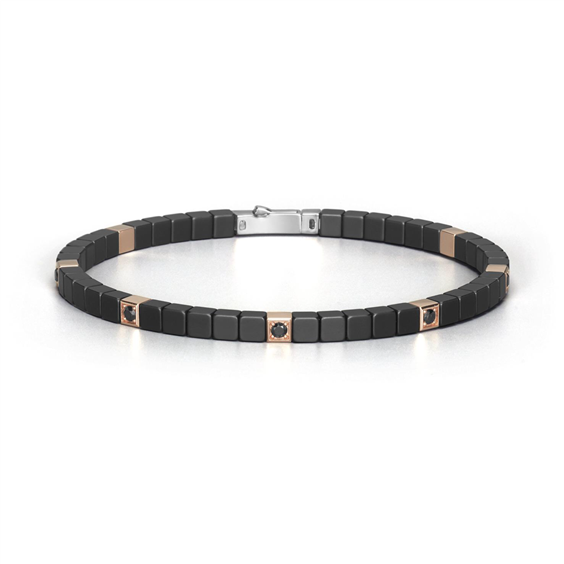 Baraka Men Bracelet Black Ceramic with Black Diamond