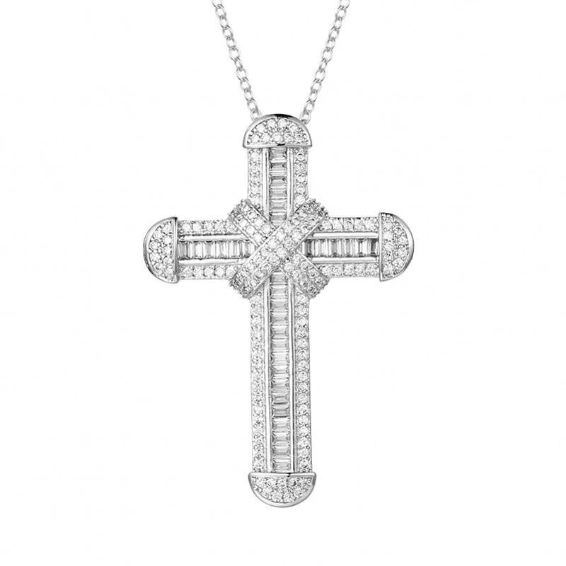 925 Sterling Silver Exquisite Bible Cross Pendant Necklace