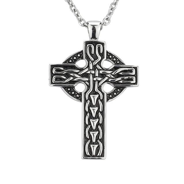 Vintage Celtic Cross 316L Stainless Steel Pendant Necklace