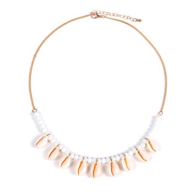 Stone Beaded Choker with Dangling Puka Shells