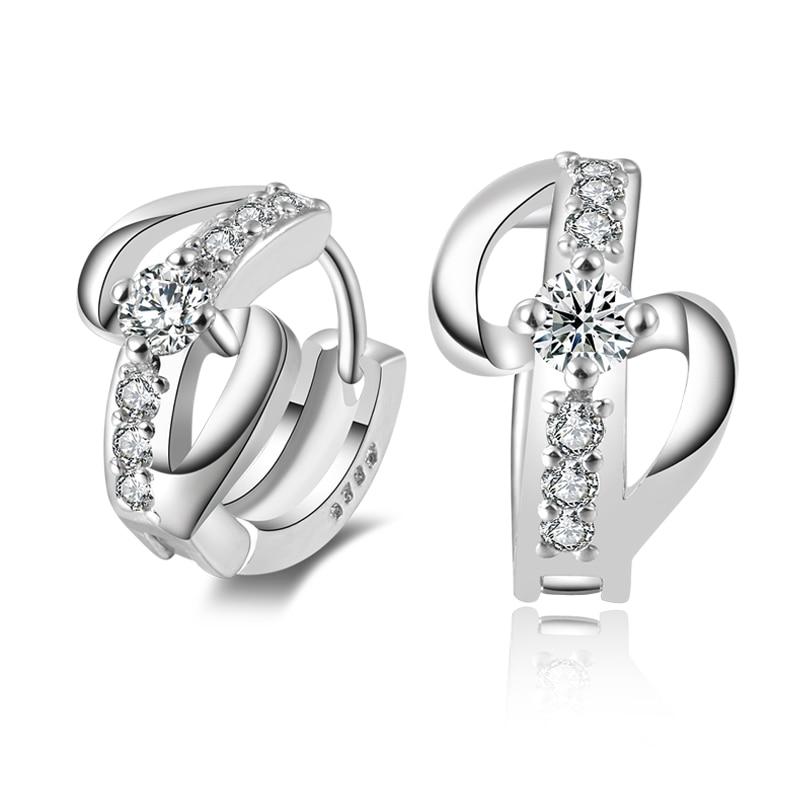 925 Sterling Silver Cross Hoop Earrings with AAA Cubic Zirconia