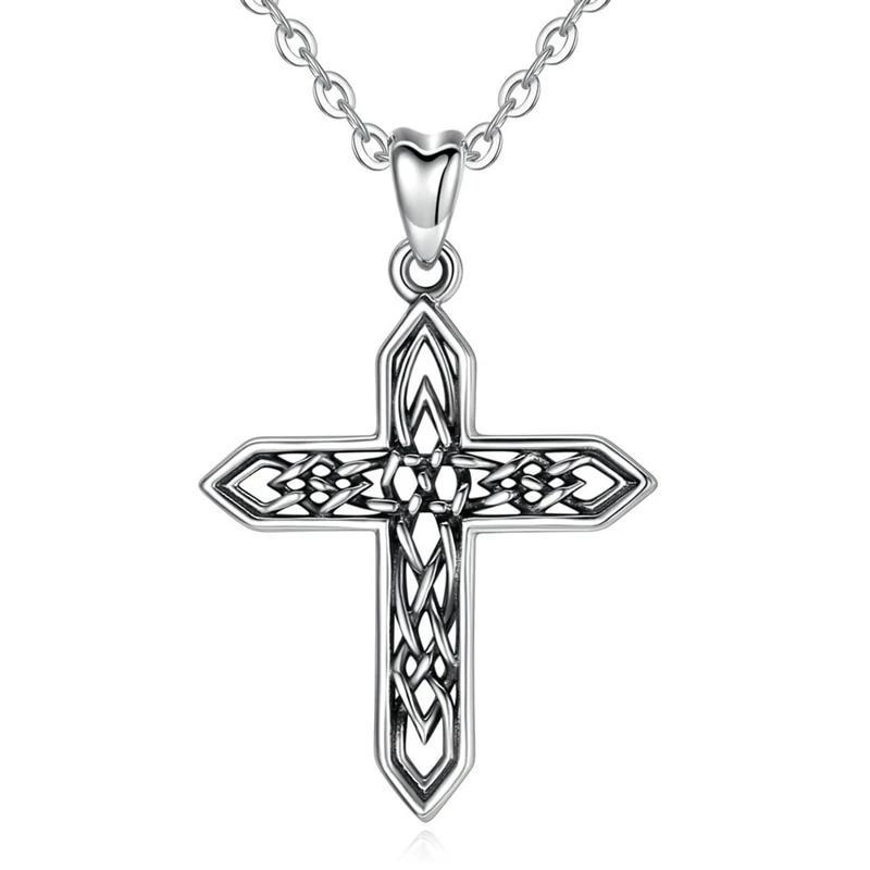 Celtic Cross with Irish Knot Vintage 925 Sterling Silver Necklace
