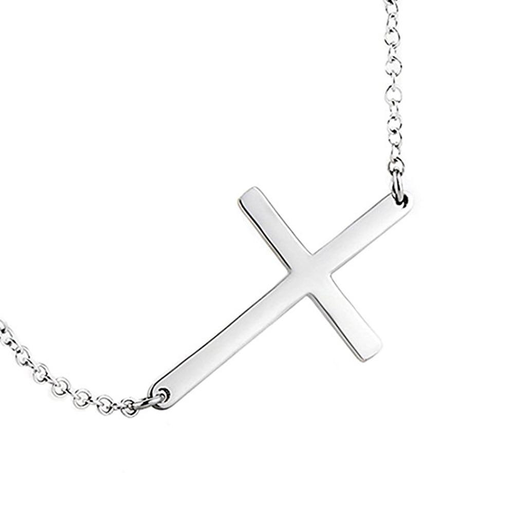 Simple Stainless Steel Sideways Cross Pendant