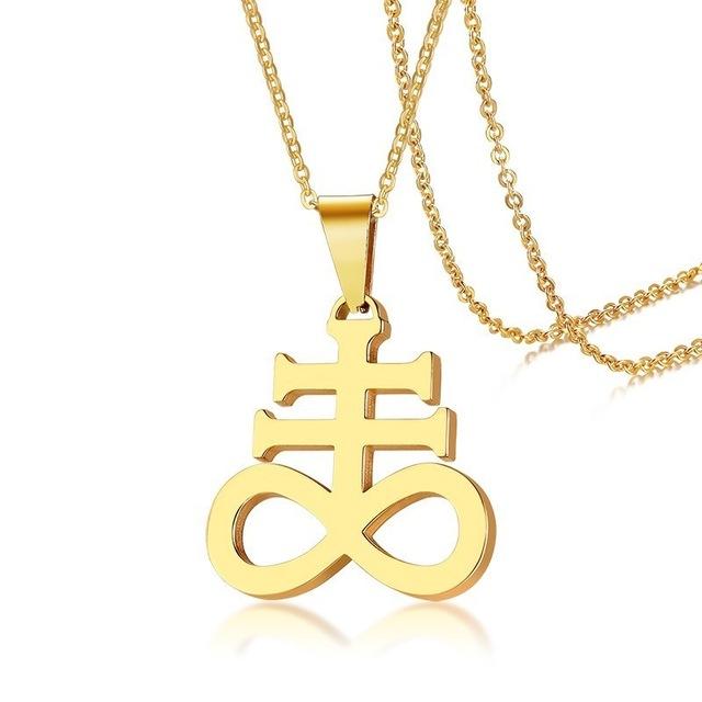 Inverted Cross Leviathan Stainless Steel Pendant Necklace
