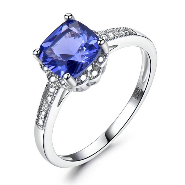 Tanzanite or Sapphire and Cubic Zirconia 925 Sterling Silver Romantic Wedding Ring