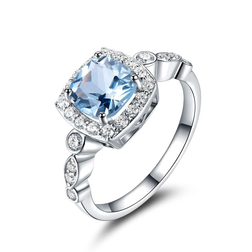 Topaz and Cubic Zirconia 925 Sterling Silver Romantic Engagement Ring