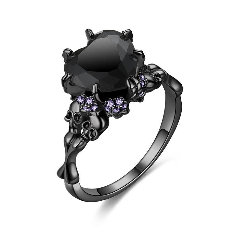 Skull, Skeleton and Heart Cubic Zirconia Vintage Fashion Ring